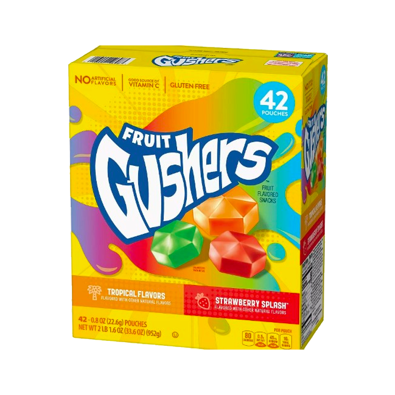 Fruit Gushers Tropical Flavours , Strawberry Splash 42 Pouches 952g