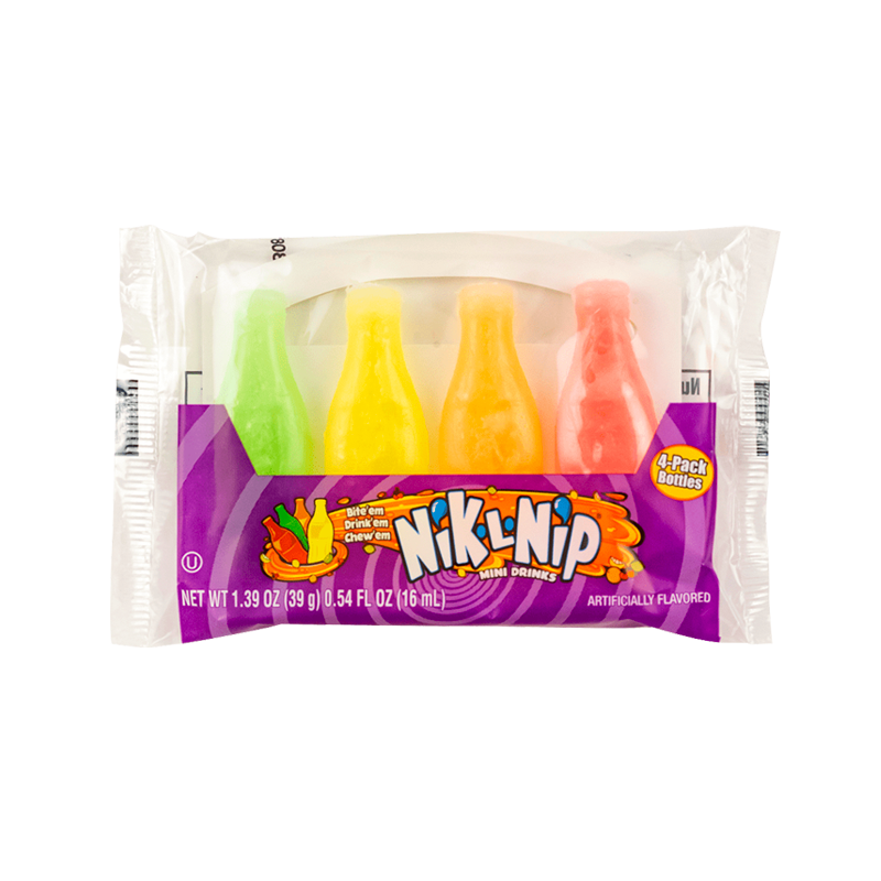 Nik-L-Nip Wax Bottles Mini Drinks Candy 4 Pack 39G